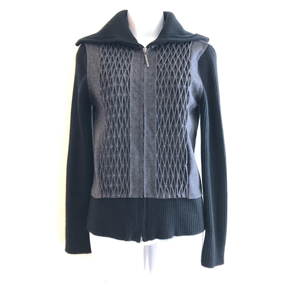 Adolfo Dominguez grey/black ribbed knit jacket P